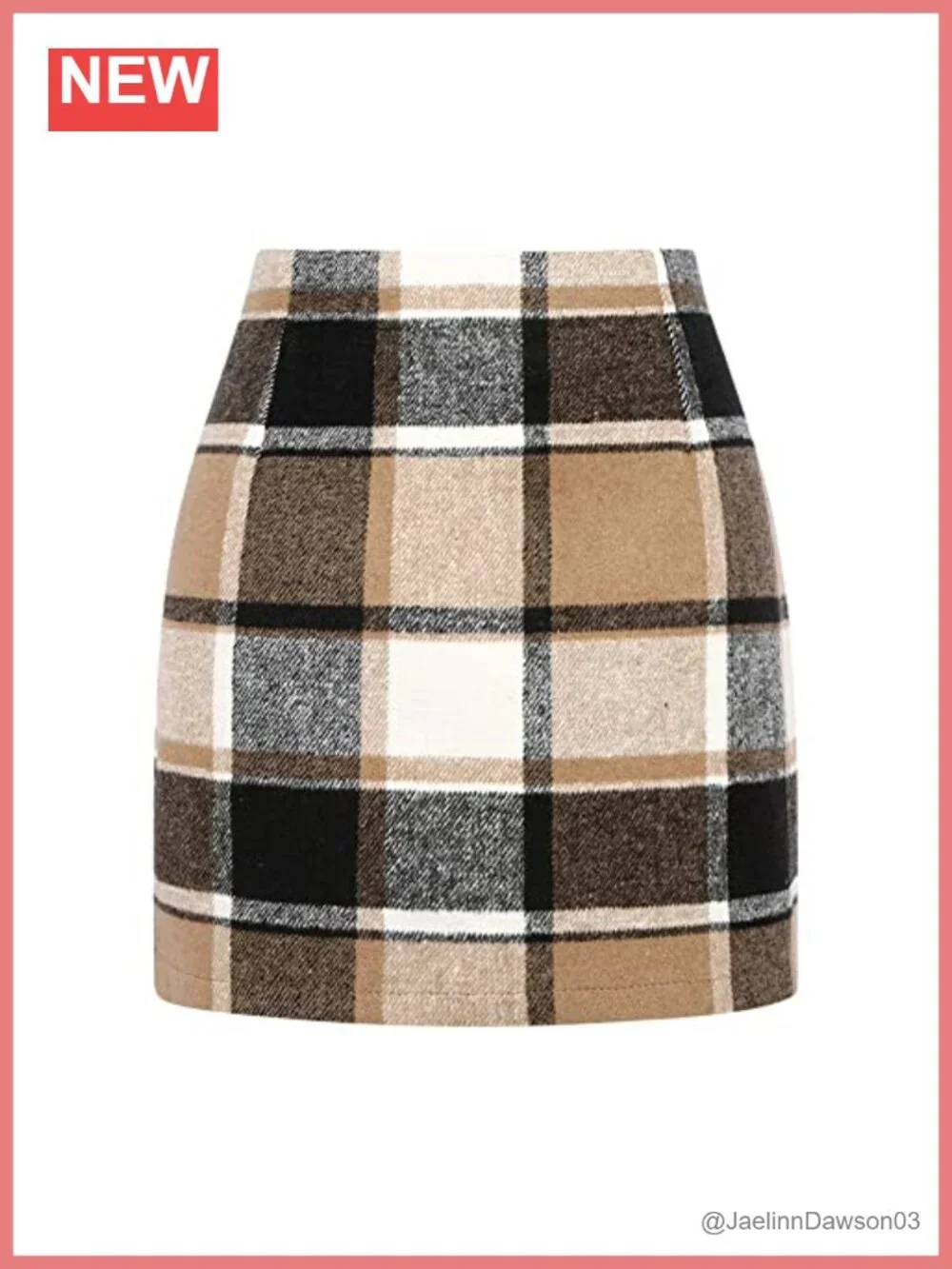 Womens High Waist Wool Blend Plaid Bodycon Pencil Mini Skirt